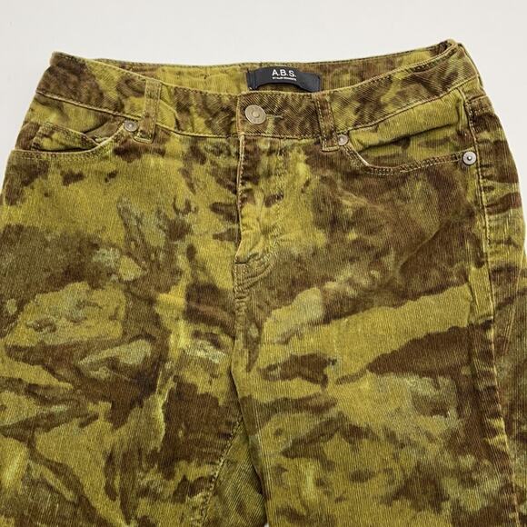 A.B.S. DENIM COLLECTION Womens 26 Green Camo Skinny Corduroy - Picture 1 of 3